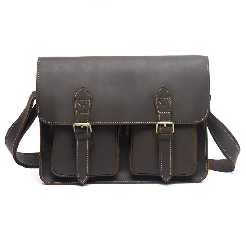 Retro men's cowhide messenger bag, view 6 - MRSLM