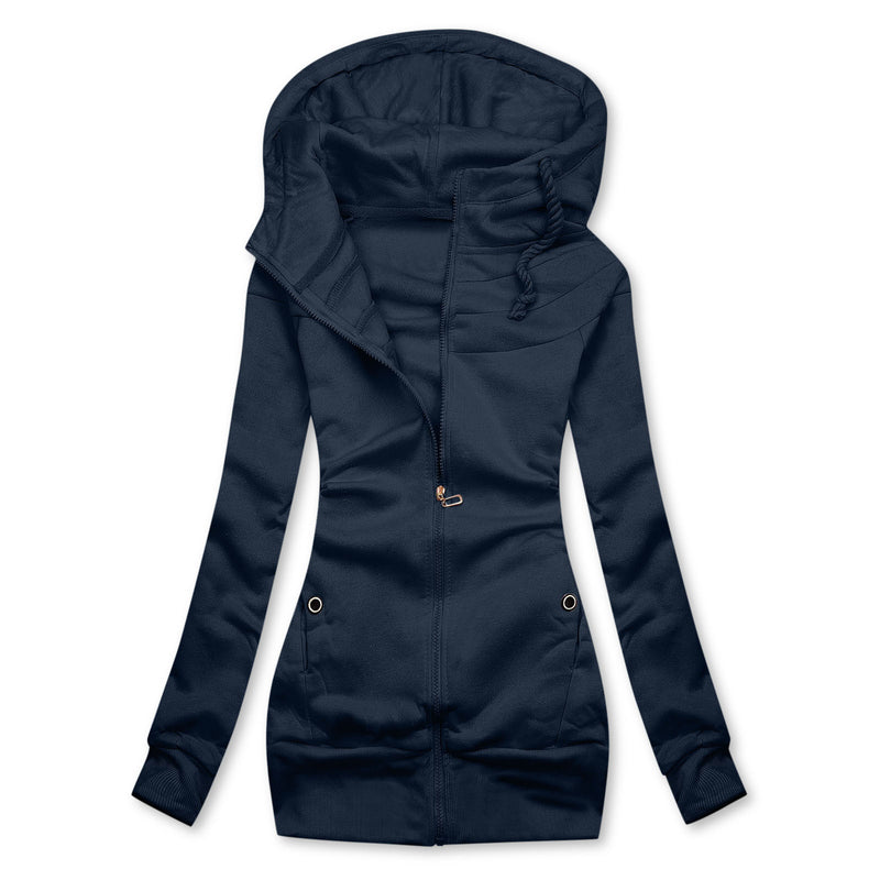 women's plush hooded zip sweater coat, view 5 - MRSLM