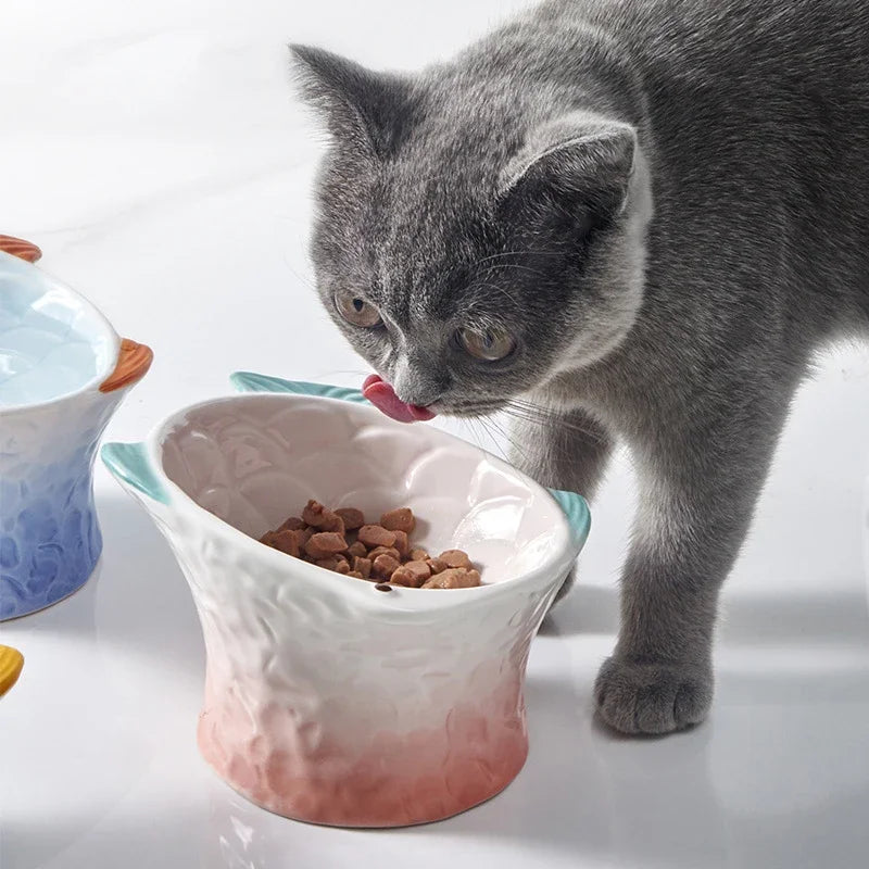 fish-shaped ceramic pet feeding bowl, view 7 - MRSLM