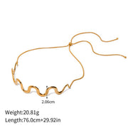 gold wave bracelet and necklace set, view 3 - MRSLM
