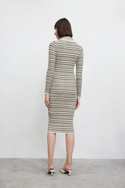 french style striped lapel dress, view 7 - MRSLM