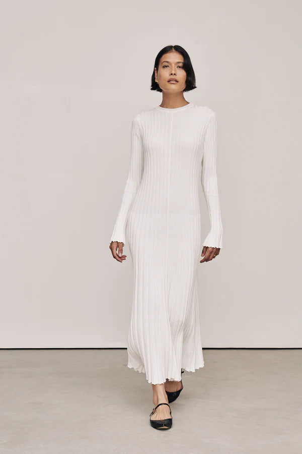 round neck A-line knitted dress, view 6 - MRSLM