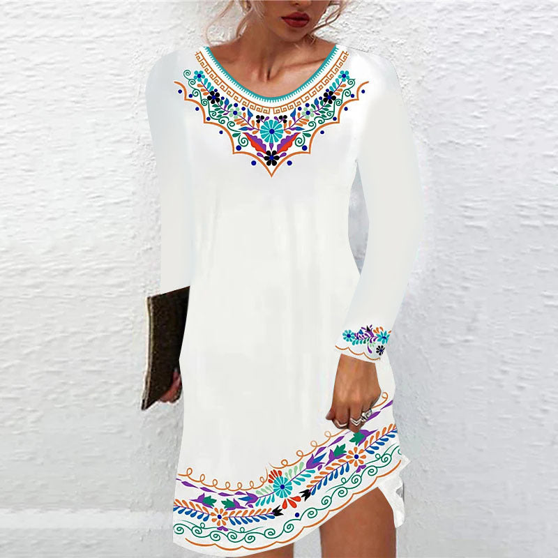 autumn and winter printed dress for women, view 5 - MRSLM