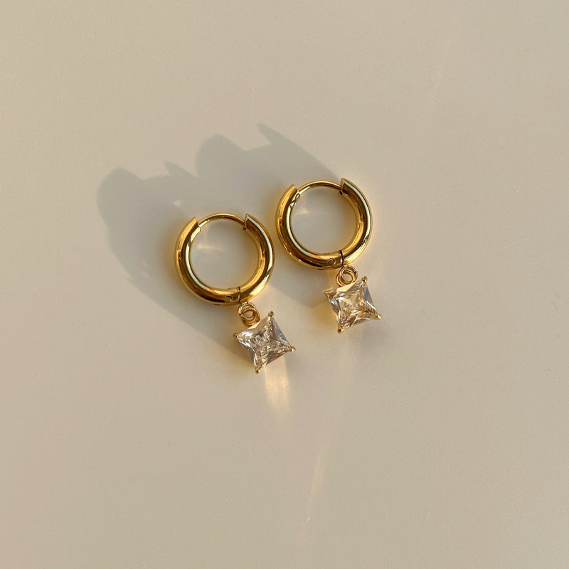 square zircon pendant earrings, view 5 - MRSLM