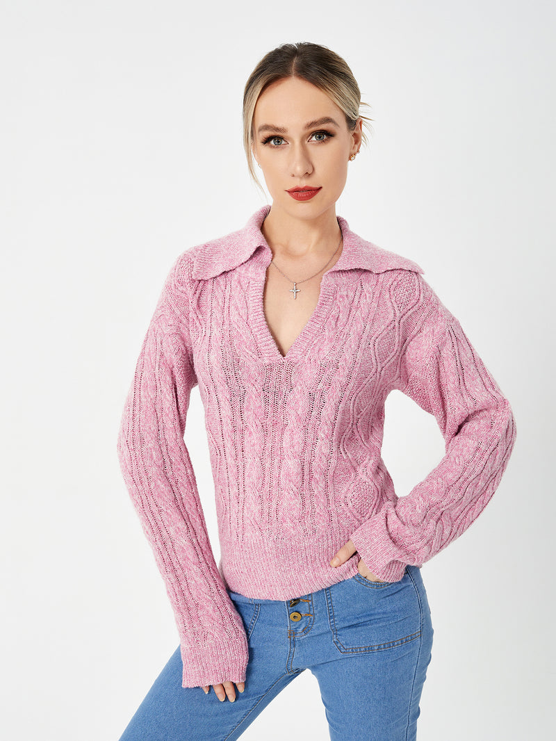 women's warm casual lapel sweater, view 4 - MRSLM