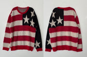 women's vintage star stripe pullover sweater, view 6 - MRSLM