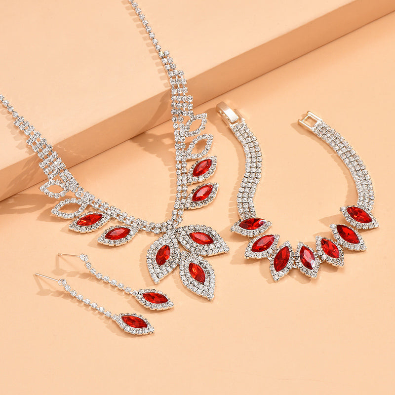 Marquise crystal necklace, earrings and bracelet set, view 4 - MRSLM