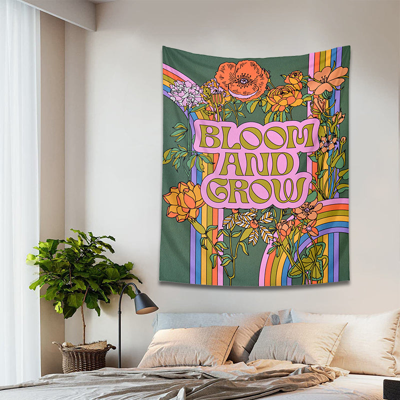 70s retro rainbow flower tapestry, view 5 - MRSLM