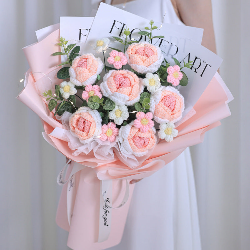 knitted wool flower bouquet, view 11 - MRSLM
