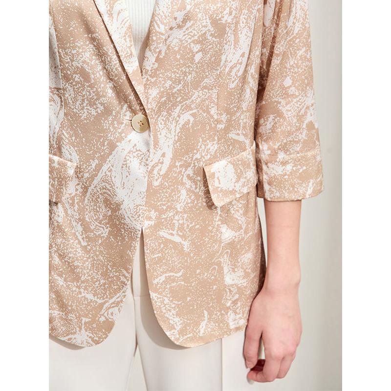 silk print stretch blazer with notched collar, view 7 - MRSLM