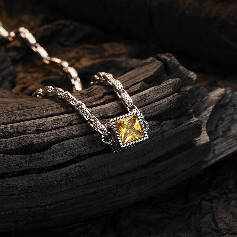 925 silver zircon retro necklace, view 4 - MRSLM