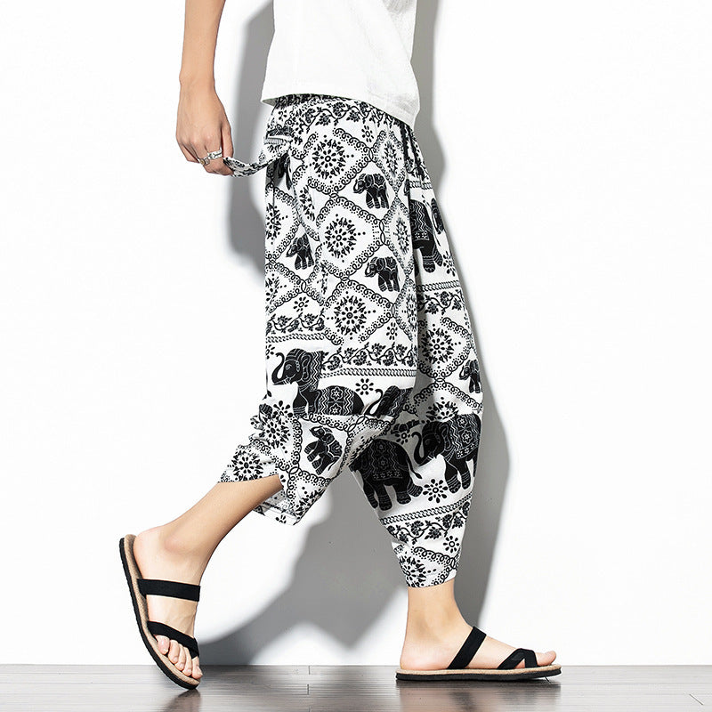 Printed baggy cropped pants, view 4 - MRSLM