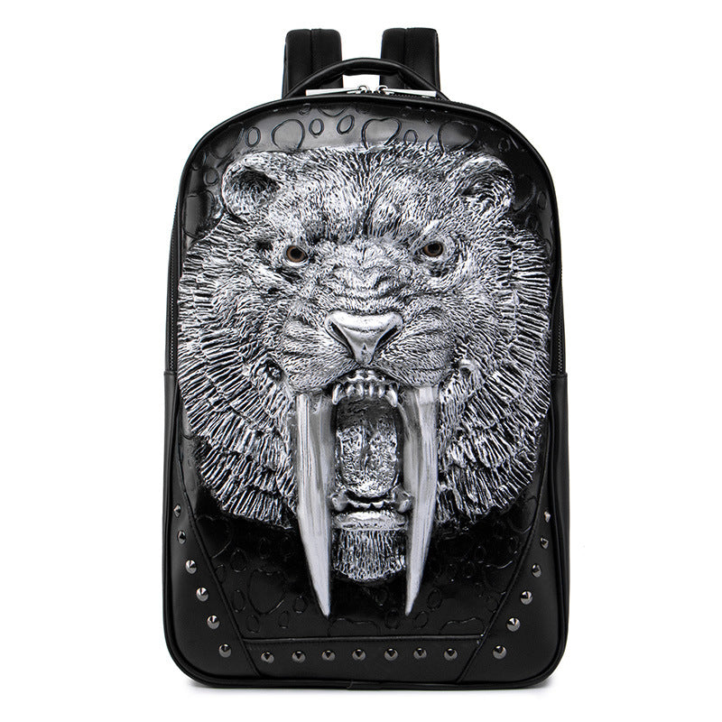 embossed 3d tiger head backpack, view 5 - MRSLM