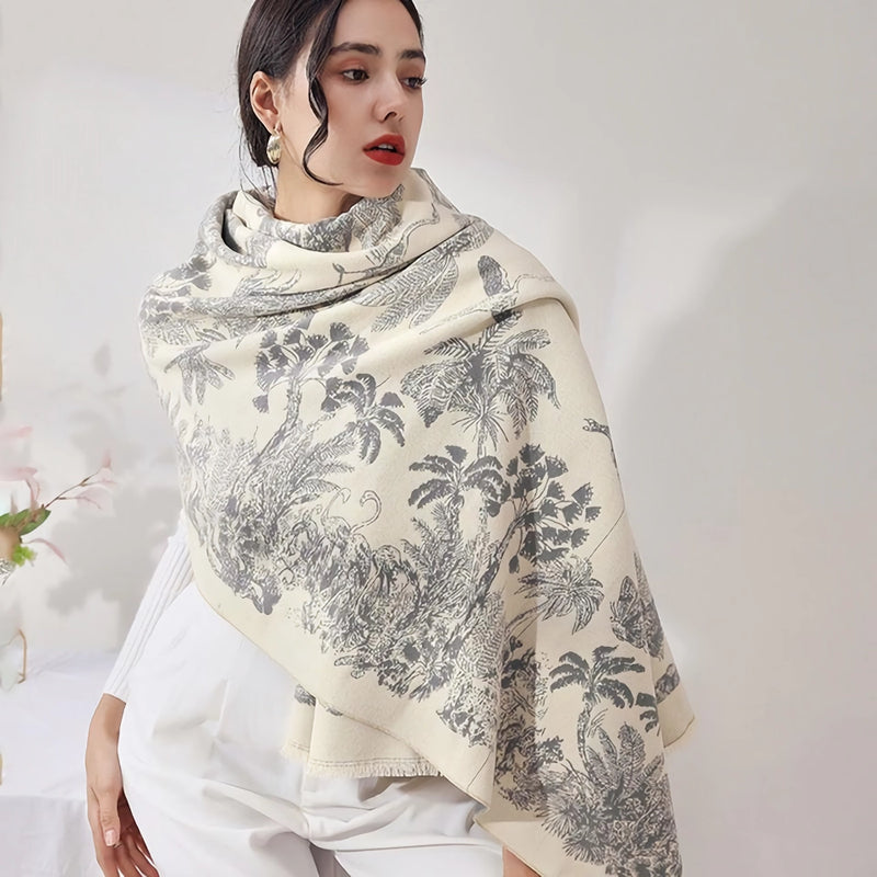 cashmere floral scarf, view 19 - MRSLM
