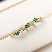 S925 silver adjustable green stone ring, view 8 - MRSLM