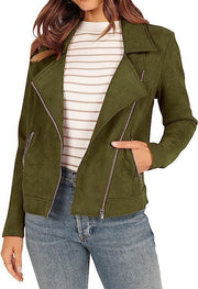 deerskin velvet motorcycle jacket with zipper pockets, view 7 - MRSLM