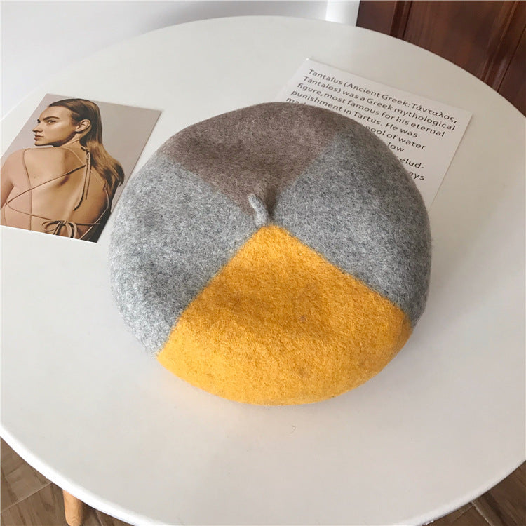 mixed color wool beret for women - MRSLM