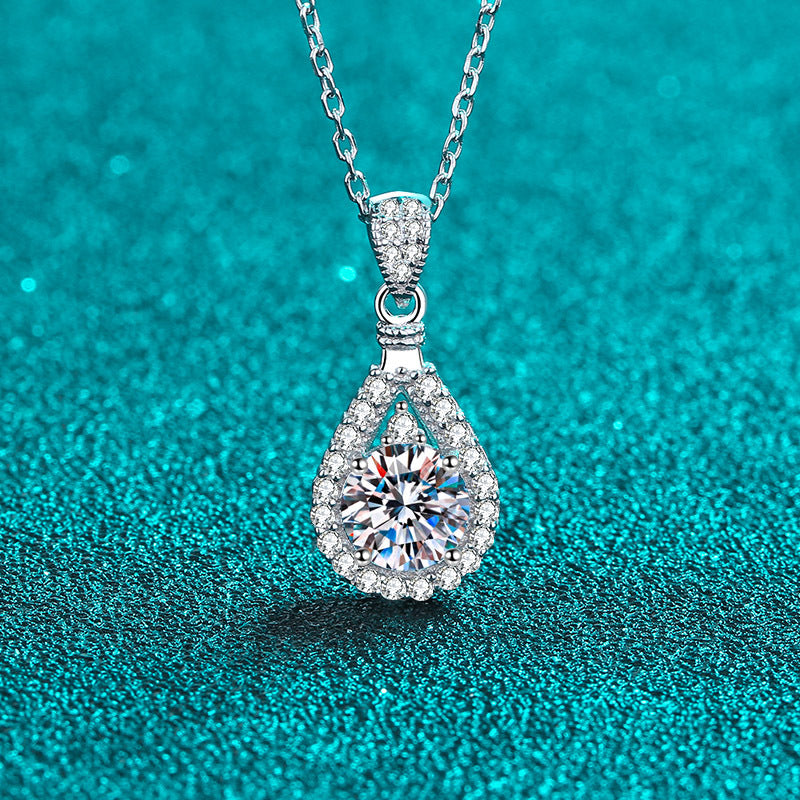 moissanite 925 silver necklace for women, view 5 - MRSLM