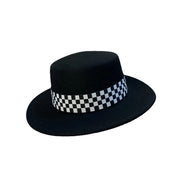 checkerboard wool fedora hat, view 2 - MRSLM