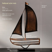 Iron sailboat wine rack, view 6 - MRSLM