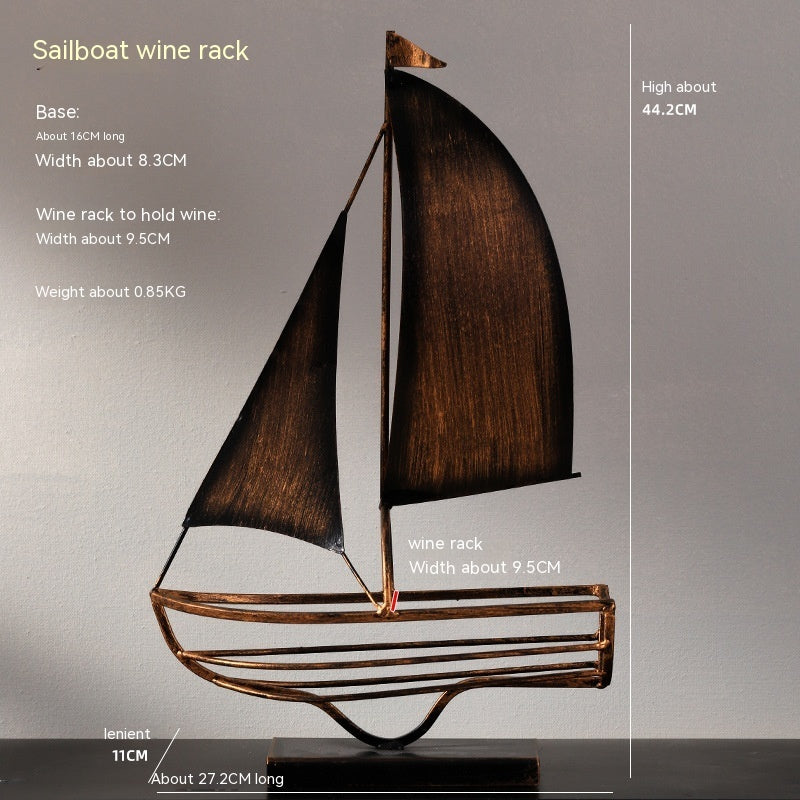 Iron sailboat wine rack, view 6 - MRSLM