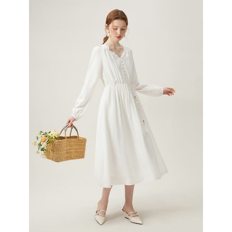 french pastoral long-sleeved dress, view 8 - MRSLM