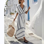 v-neck pleated maxi dress, view 2 - MRSLM