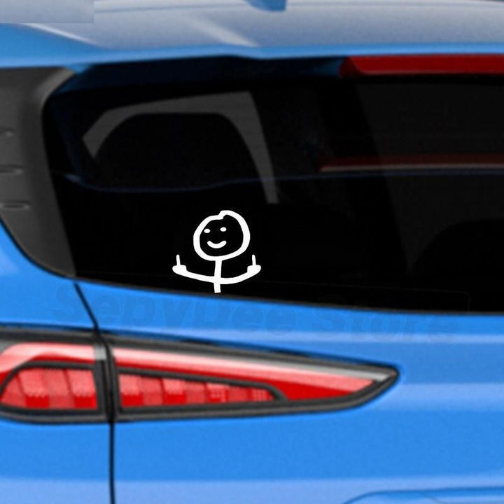 Reflective Cartoon Middle Finger Car Sticker - Personality Vinyl Decal