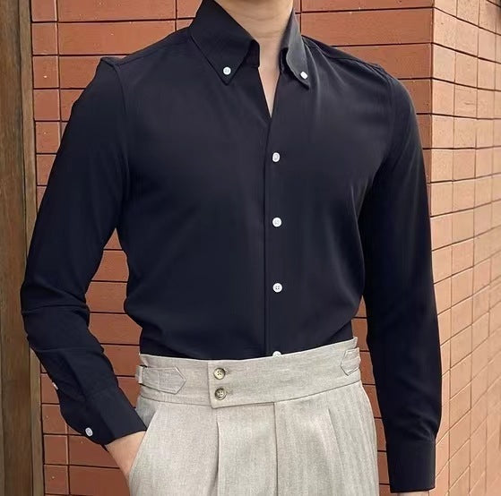 Autumn Italian Collar Young Men's Shirt