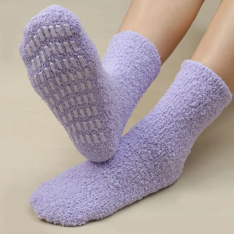 coral velvet anti-slip indoor socks, view 4 - MRSLM
