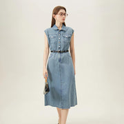 Sleeveless cotton denim dress - MRSLM
