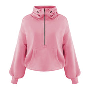 women's half-zip hoodie with pockets, view 11 - MRSLM