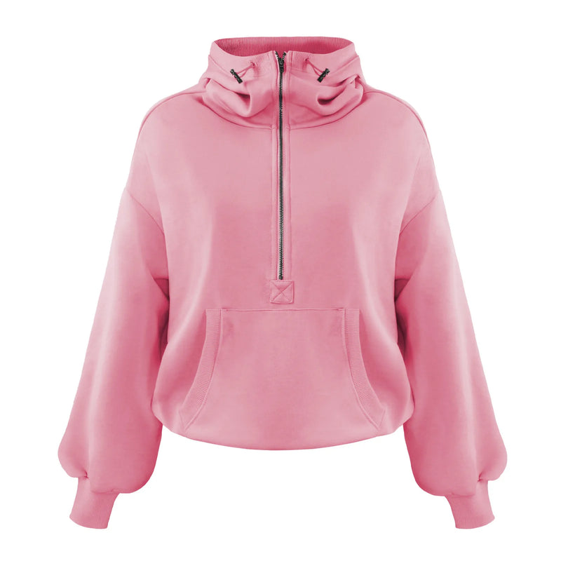 women's half-zip hoodie with pockets, view 11 - MRSLM