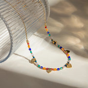 18k gold plated heart sequin necklace, view 5 - MRSLM
