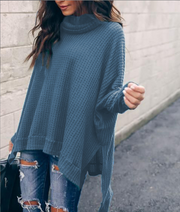 women's high collar irregular hem sweater, view 9 - MRSLM