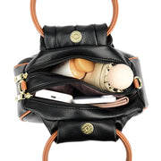 large pleated leather crossbody bag, view 4 - MRSLM