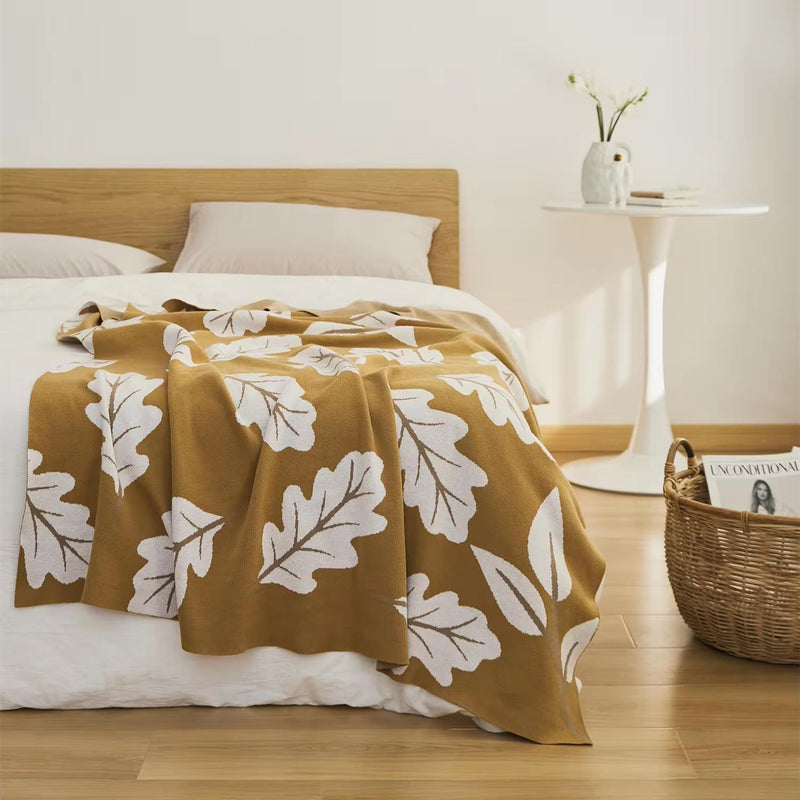floral jacquard cotton throw blanket, view 3 - MRSLM