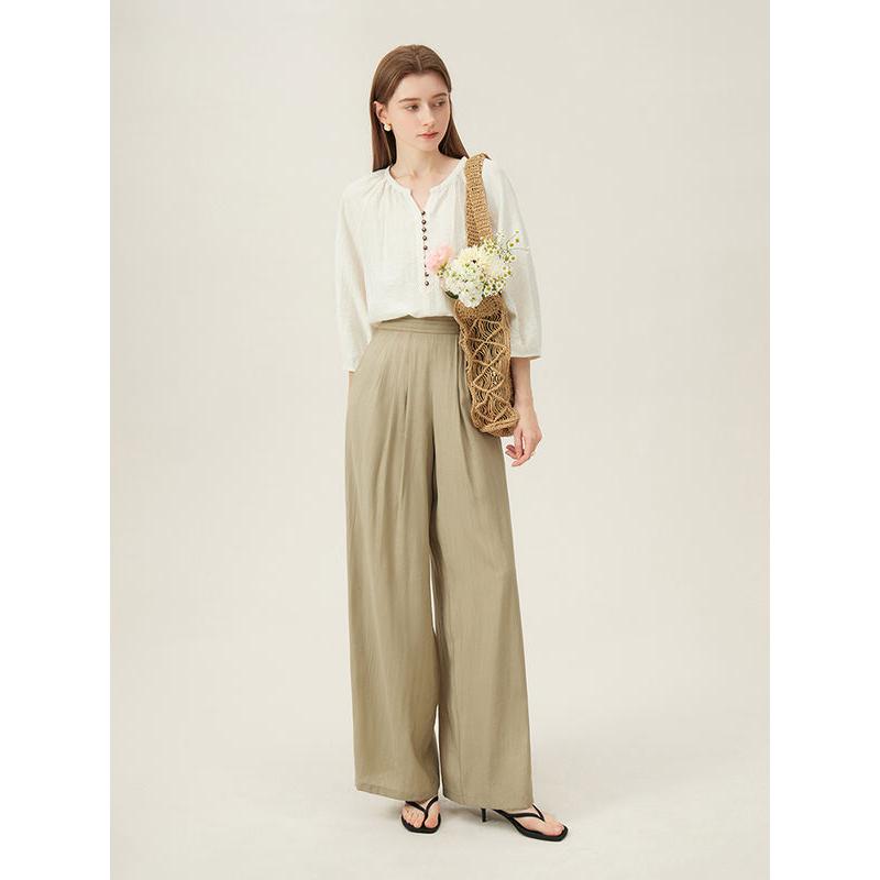 beige linen blend blouse, view 5 - MRSLM