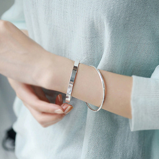 s925 sterling silver glossy bangle - MRSLM