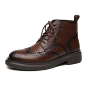men's brogue leather ankle boots, view 3 - MRSLM