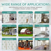 leaf pattern waterproof shower curtain, view 7 - MRSLM