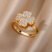 heart and clover adjustable women's ring, view 4 - MRSLM