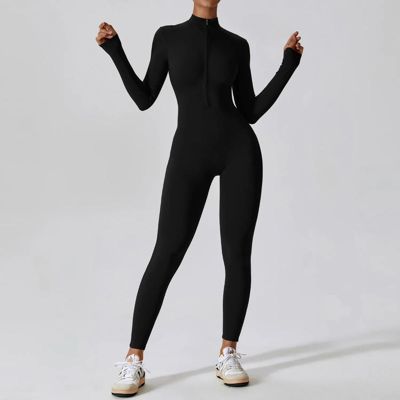 women's long-sleeve yoga jumpsuit, view 22 - MRSLM