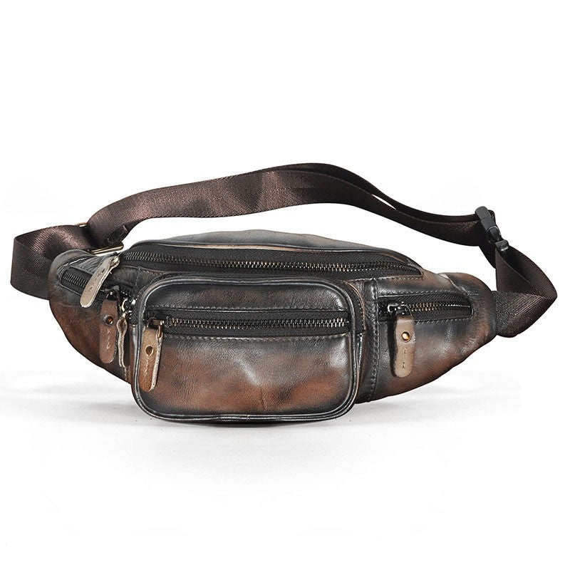 Retro leather shoulder messenger bag, view 8 - MRSLM
