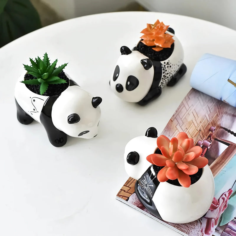 Panda ceramic flower pot, view 5 - MRSLM