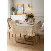 cotton embroidered tablecloth with lotus leaf edge, view 4 - MRSLM