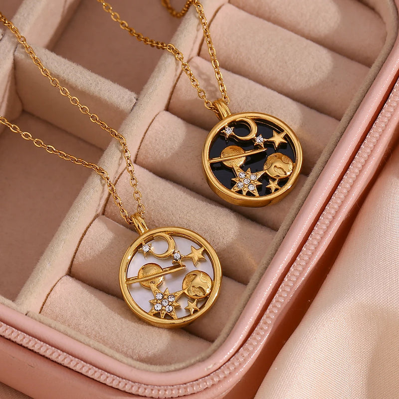 moon and star pendant necklace, view 7 - MRSLM