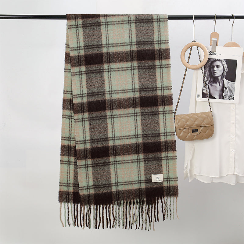 Checkered shawl scarf, thick warm wrap, view 6 - MRSLM