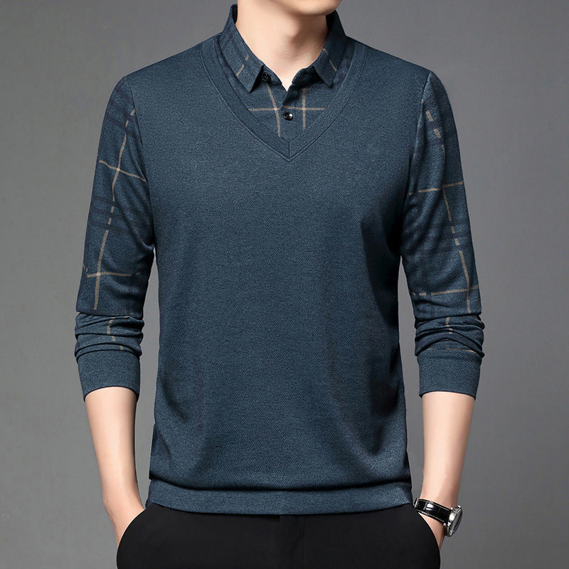 fake two-piece lapel men's t-shirt, view 3 - MRSLM