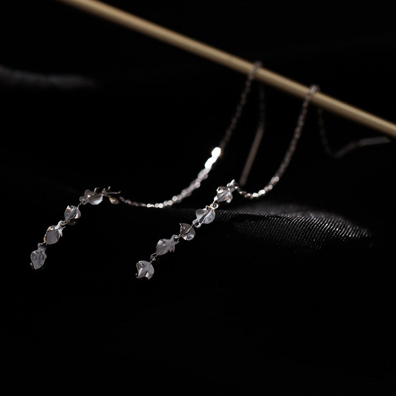 women's sterling silver tassel earrings, view 3 - MRSLM